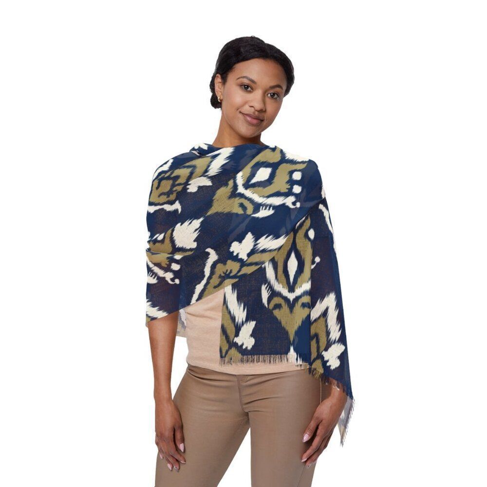 NWT Porter Anna- Navy & Gold Women's Scarf in Ikat